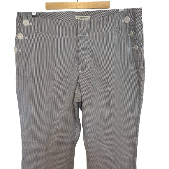 Banana Republic Women's Martin Fit Pant Navy Blue And White Pin Stripes Size 14 - Picture 4 of 5